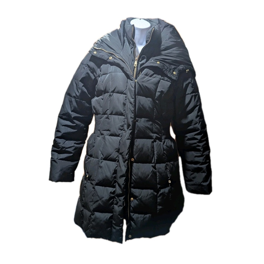 Cole Haan Signature Winter Hooded Down & Feather Puffer Jacket Black Size S/P
